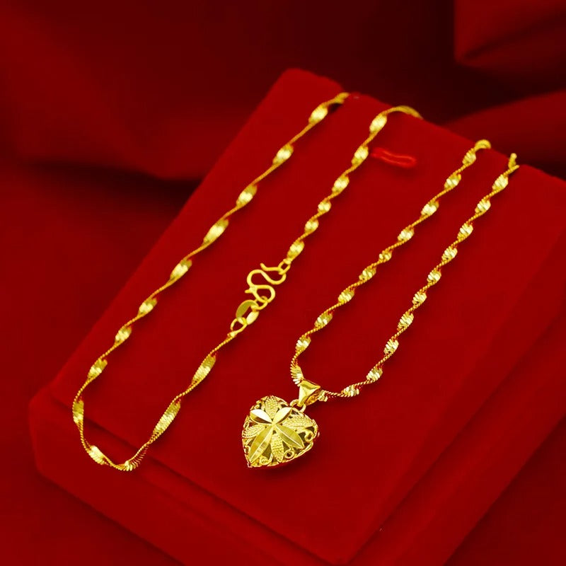 24K Gold Aura Heart Shape Necklace